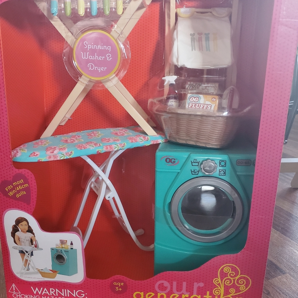 Our Generation Tumble and Spin Laundry Set New 18" Dolls